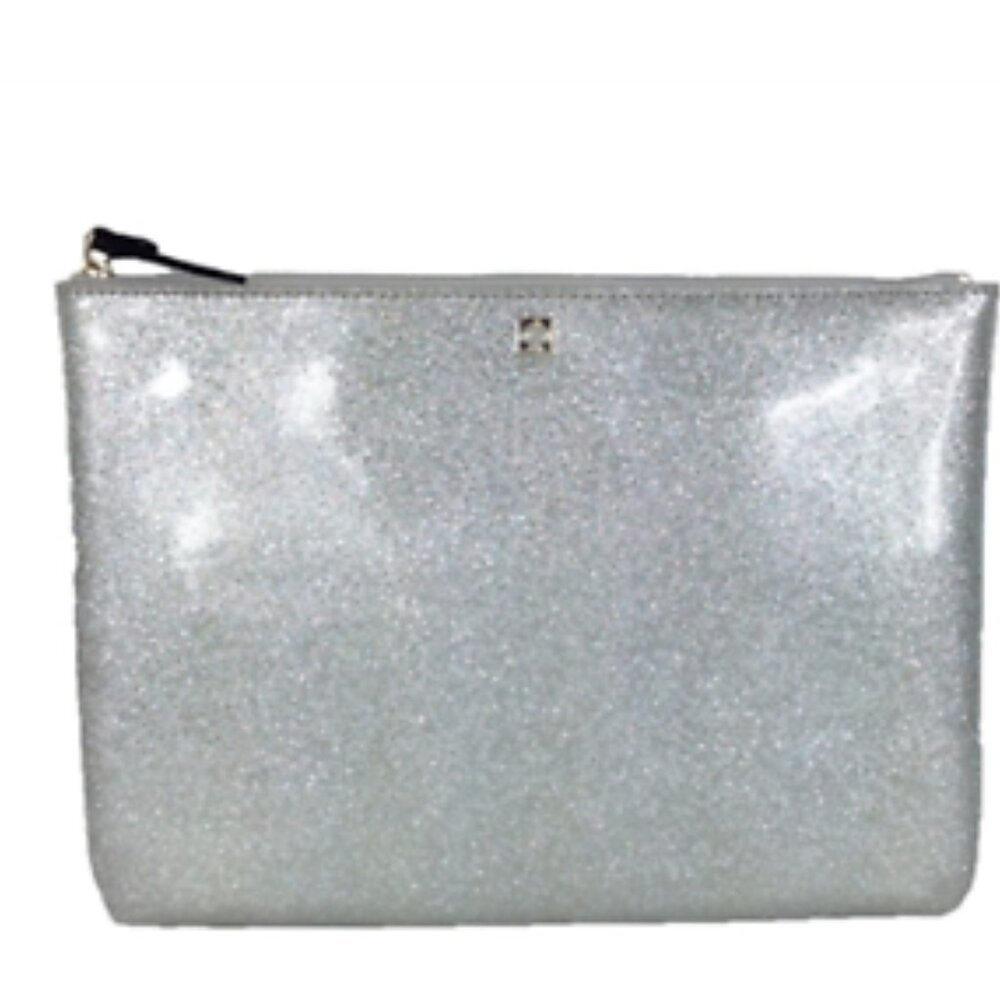 NWOT Kate Spade Mavis Street Gia Pouch Clutch, Sparkle Silver